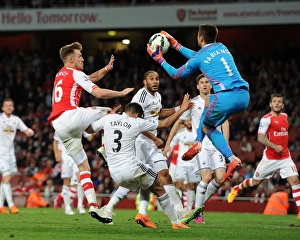 Arsenal Swansea City 2014/15 Prints: Clash at Emirates: Ramsey's Intense Tackle vs
