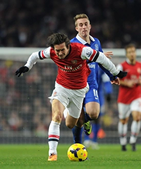 Arsenal V Everton 2013-14 Prints: Clash at Emirates: Rosicky vs. Delofeu in Arsenal vs. Everton Premier League Showdown