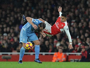 Arsenal V Stoke City 2016-17 Prints: Clash at Emirates: Sanchez vs Pieters, Arsenal vs Stoke City, Premier League 2016-17