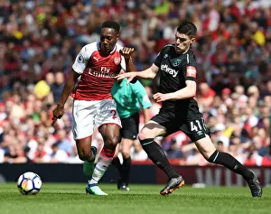 Arsenal V West Ham United 2017-18 Prints: Clash at the Emirates: Welbeck vs. Rice in Arsenal's Battle against West Ham