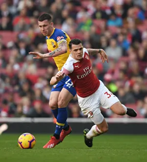 Arsenal V Southampton 2018-19 Prints: Clash at Emirates: Xhaka vs. Hojbjerg - Arsenal vs. Southampton, Premier League 2018-19