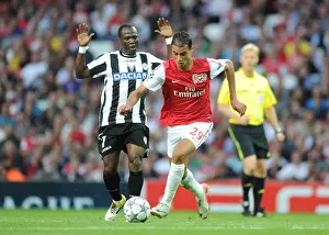 Arsenal V Udinese 2011-12 Prints: Clash of Forces: Chamakh vs. Agyemange-Badu - Arsenal v Udinese