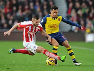 Stoke City V Arsenal 2014-15 Prints: Clash of Forces: Sanchez vs. Bardsley - Stoke City vs. Arsenal, Premier League, 2014