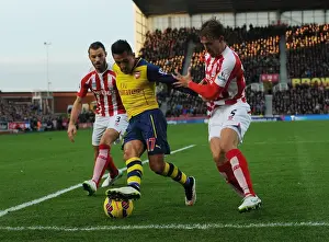 Stoke City V Arsenal 2014-15 Prints: Clash of Forces: Sanchez vs Pieters & Muniesa (Stoke City vs Arsenal, 2014-15)