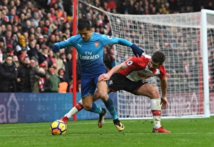 Southampton V Arsenal 2017-18 Prints: Clash of Forces: Sanchez vs. Stephens in Southampton vs. Arsenal Premier League Showdown