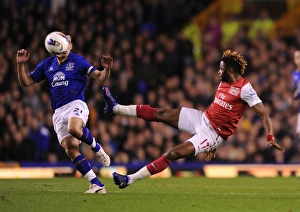 Everton V Arsenal 2011-12 Prints: Clash at Goodison Park: Alex Song vs. Leon Osman
