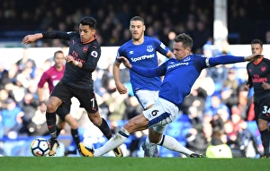 Everton V Arsenal 2017-18 Prints: Clash at Goodison Park: Sanchez vs Jagielka, Everton vs Arsenal, Premier League 2017-18