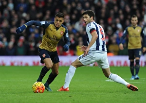 West Bromwich Albion V Arsenal 2015-16 Prints: Clash at The Hawthorns: Alexis Sanchez vs Claudio Yacob