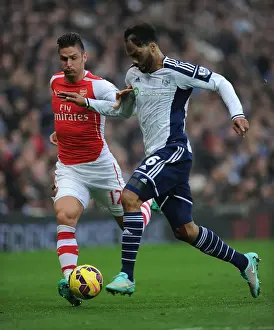West Bromwich Albion V Arsenal 2014/15 Prints: Clash at The Hawthorns: Giroud vs. Lescott in Premier League Showdown