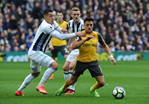West Bromwich Albion V Arsenal 2016-17 Prints: Clash at The Hawthorns: Sanchez Faces Off Against Livermore and Fletcher (West Bromwich Albion vs Arsenal)