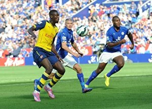 Images Dated 31st August 2014: Clash at The King Power: Sanogo vs. Morgan-Konchesky