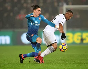 Swansea City V Arsenal 2017-18 Prints: Clash at Liberty: Bellerin vs Ayew in Swansea Derby