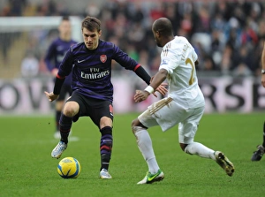 Swansea V Arsenal - FA Cup 3rd Rd 2012-13 Prints: Clash at the Liberty: Ramsey vs. Tiendalli in the FA Cup Third Round