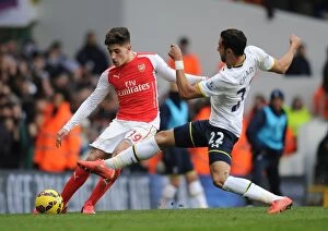 Images Dated 7th February 2015: Clash of London Rivals: Hector Bellerin vs. Nacer Chadli in the Premier League Battle