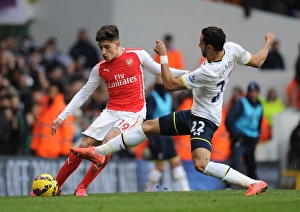 Tottenham Hotspur V Arsenal 2014-15 Prints: Clash of London Rivals: Hector Bellerin vs. Nacer Chadli in the Premier League Battle