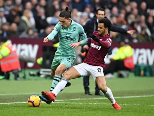 West Ham United V Arsenal 2018-19 Prints: Clash at London Stadium: Hector Bellerin vs