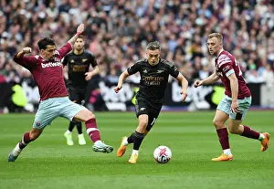 West Ham United V Arsenal 2022-23 Prints: Clash at London Stadium: Trossard Faces Off Against Paqueta and Bowen