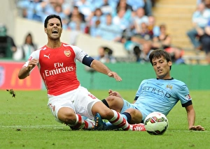 Arsenal V Manchester City - FA Community Shield 2014/15 Prints: Clash of Midfield Maestros: Arteta vs