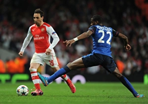Arsenal V Monaco 2104/15 Prints: Clash of Midfield Maestros: Cazorla vs