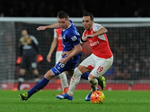 Arsenal V Everton 2015/16 Prints: Clash of Midfield Maestros: Cazorla vs