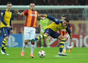 Galatasaray V Arsenal 2014/15 Prints: Clash of the Midfield Maestros: Oxlade-Chamberlain vs