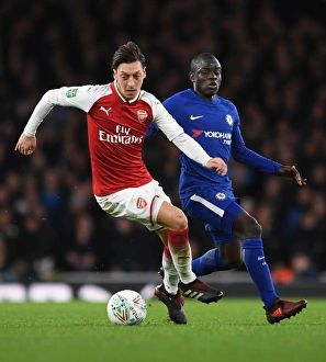 Arsenal V Chelsea - Carabao Cup 2017-18 Prints: Clash of the Midfield Maestros: Ozil vs