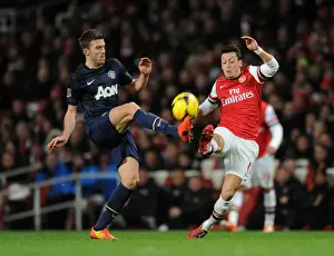 Arsenal V Manchester United 2013-14 Prints: Clash of Midfield Maestros: Ozil vs Carrick (Arsenal vs Manchester United, 2013-14)