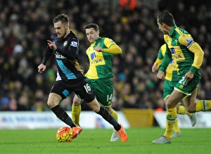 Norwich City V Arsenal 2015-16 Prints: Clash of Midfield Maestros: Ramsey vs. Hoolahan, Premier League 2015-16