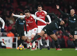 Arsenal V Manchester City 2017-18 Prints: Clash of Midfield Maestros: Ramsey vs