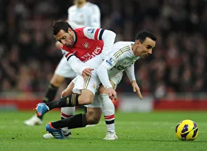 Arsenal V Swansea 2012-13 Prints: Clash of Midfield Maestros: Santi Cazorla vs. Leon Britton (Arsenal vs. Swansea, 2012-13)