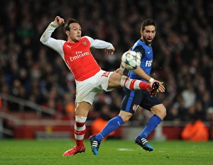 Arsenal V Monaco 2104/15 Prints: Clash of Midfield Masters: Cazorla vs