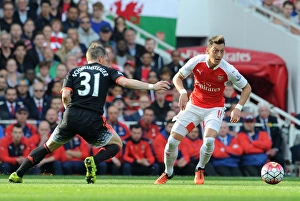 Arsenal V Manchester United 2015/16 Prints: Clash of the Midfield Masters: Ozil vs