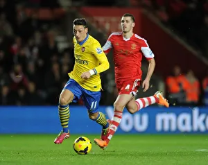 Southampton V Arsenal 2013-14 Prints: Clash of Midfield Masters: Ozil vs. Schneiderlin, Arsenal vs. Southampton, 2013-14