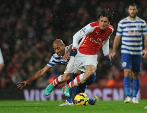 Arsenal V Queens Park Rangers 2014-15 Prints: Clash of the Midfield: Rosicky vs. Henry - Arsenal vs. QPR, Premier League, 2014