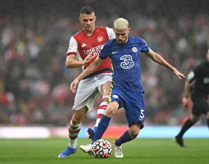 Arsenal V Chelsea 2021-22 Prints: Clash of Midfield Titans: Arsenal's Xhaka vs