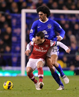 Everton V Arsenal 2012-13 Prints: Clash of Midfield Titans: Cazorla vs. Fellaini (Arsenal vs. Everton, 2012-13)