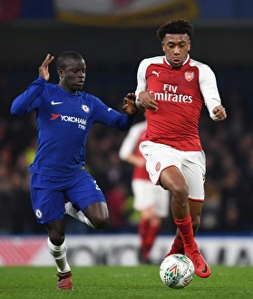 Chelsea V Arsenal - Carabao Cup 1/2 Final 1st Leg 2017-18 Prints: Clash of Midfield Titans: Iwobi vs. Kante - A Carabao Cup Battle at Stamford Bridge