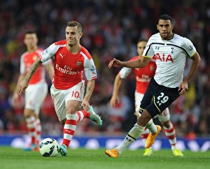 Arsenal V Tottenham Hotspur 2014-15 Prints: Clash of Midfield Titans: Jack Wilshere vs. Etienne Capoue (Arsenal v Tottenham 2014-15)