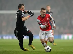 Arsenal V Bayern Munich 2012-13 Prints: Clash of Midfield Titans: Jack Wilshere vs Bastian Schweinsteiger (Arsenal v Bayern Munich)
