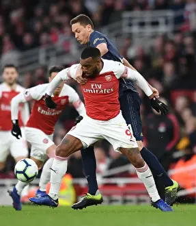 Arsenal V Manchester United 2018-19 Prints: Clash of the Midfield Titans: Lacazette vs Matic - Arsenal vs Manchester United
