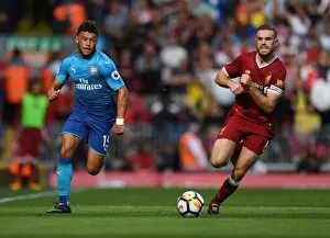 Liverpool V Arsenal 2017-18 Prints: Clash of Midfield Titans: Oxlade-Chamberlain vs Henderson (Premier League)