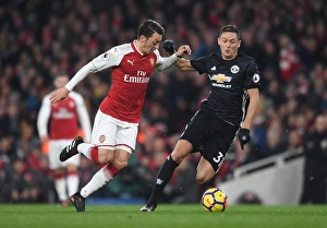 Arsenal V Manchester United 2017-18 Prints: Clash of the Midfield Titans: Ozil vs. Matic (Arsenal vs. Manchester United, 2017-18)