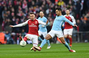 Arsenal V Manchester City - Carabao Cup Final 2018 Prints: Clash of Midfield Titans: Ramsey vs