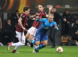 AC Milan V Arsenal 2017-18 Prints: Clash of Midfield Titans: Ramsey vs