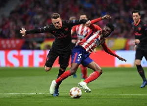 Atletico Madrid V Arsenal 2017-18 Prints: Clash of Midfield Titans: Ramsey vs