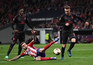Atletico Madrid V Arsenal 2017-18 Prints: Clash of Midfield Titans: Ramsey vs