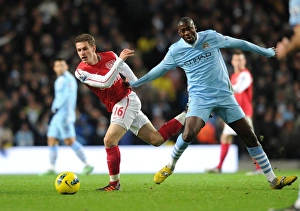 Manchester City V Arsenal 2011-12 Prints: Clash of the Midfield Titans: Ramsey vs