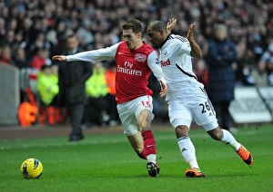 Swansea City V Arsenal 2011-12 Prints: Clash of Midfield Titans: Ramsey vs