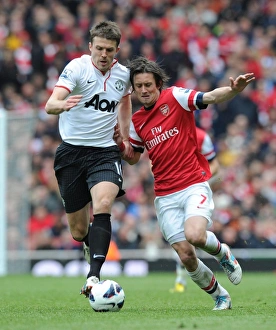 Arsenal V Manchester United 2012-13 Prints: Clash of Midfield Titans: Rosicky vs. Carrick (Arsenal vs. Manchester United, 2012-13)