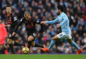 Manchester City V Arsenal 2017-18 Prints: Clash of Midfield Titans: Wilshere vs